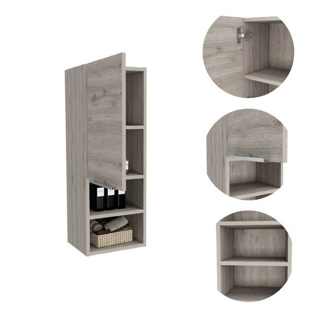 Tuhome Mila Bathroom Cabinet, Two Interior Shelves, Two External Shelves, Single Door Cabinet, Light Gray MLZ6585